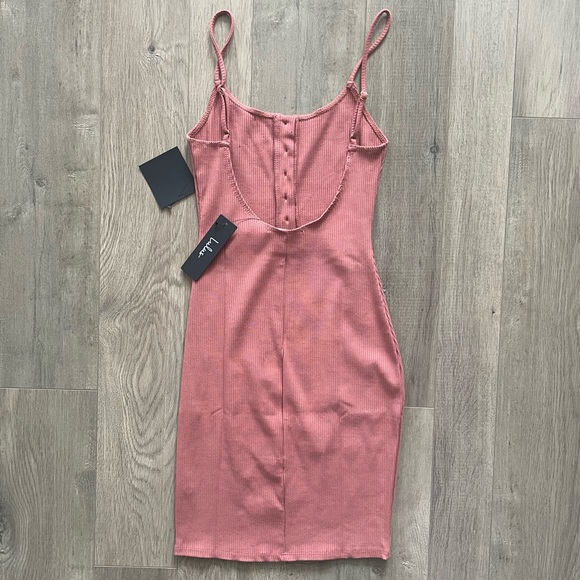 Beautiful Lulus Dusty Rose Ribbed Bodycon Mini Dress NWT - Picture 4 of 9